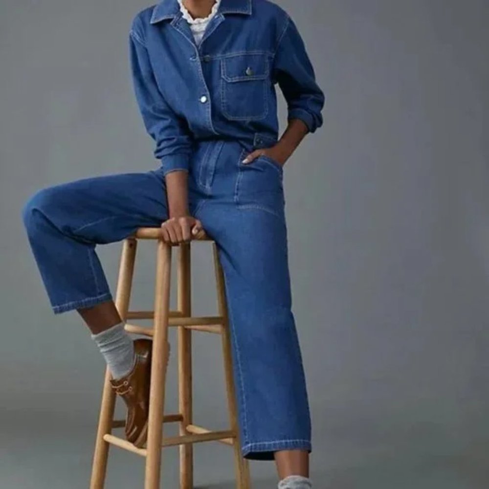 Anthropologie Mare Mare Aya Denim Utility Jumpsuit
